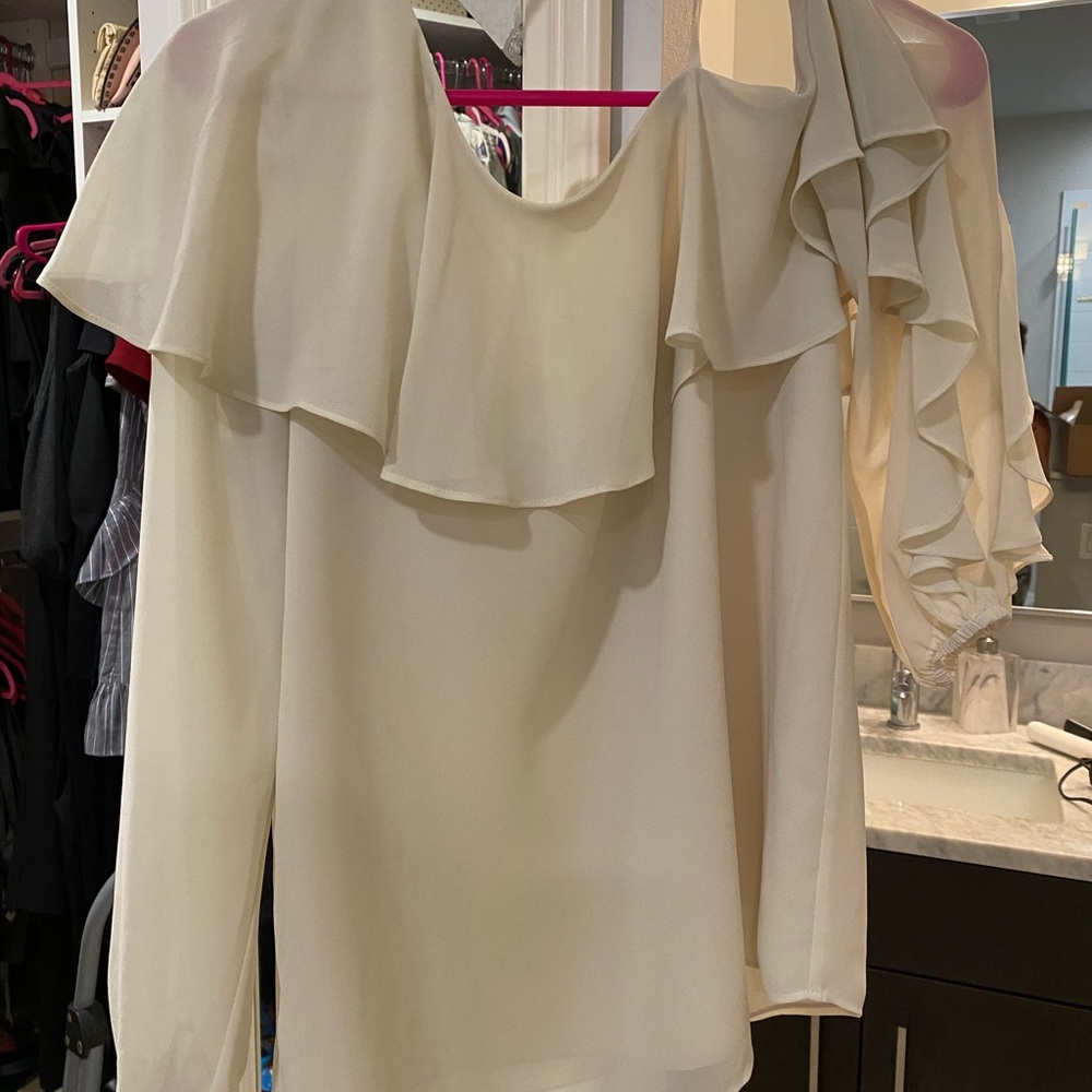 Haute Hippie One Shoulder Cold Shoulder Blouse XS